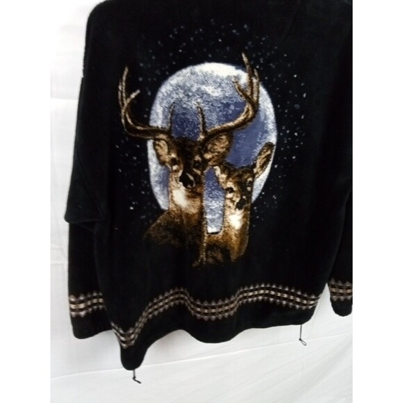 Vintage Bear Ridge Outfitters Deer Black Plush Fleece Jacket Size Large - Picture 4 of 7